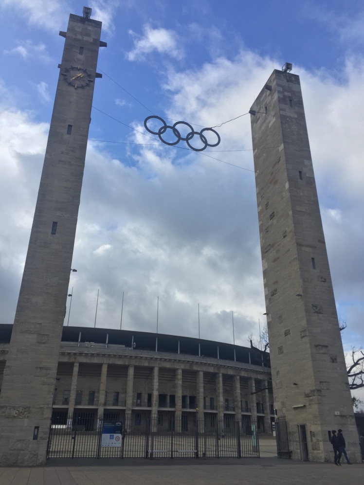 olympic rings outside berlin stadium